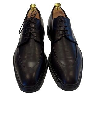 Hugo Boss Mens Derby Shoes Dark Brown Leather Oxfords Sz 8.5 Pristine!